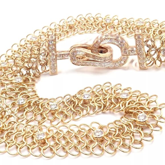 Authentic! Cartier Agrafe 18k Rose Gold Diamond Link Bracelet Size 17 Paper - Picture 5 of 12
